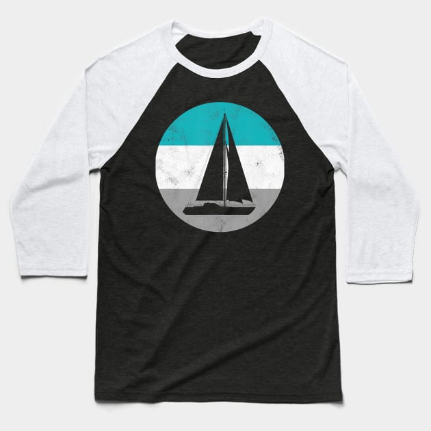 Sailboat Sailing Retro Baseball T-Shirt by AlexWu